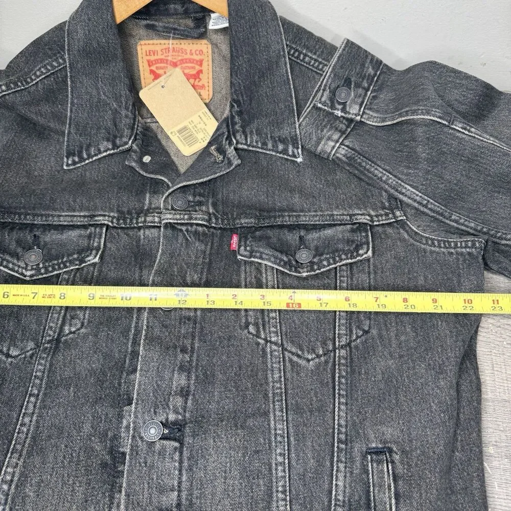 Levis Type III Denim Trucker Jacket Washed Black Dark Grey Mens Large NWT
